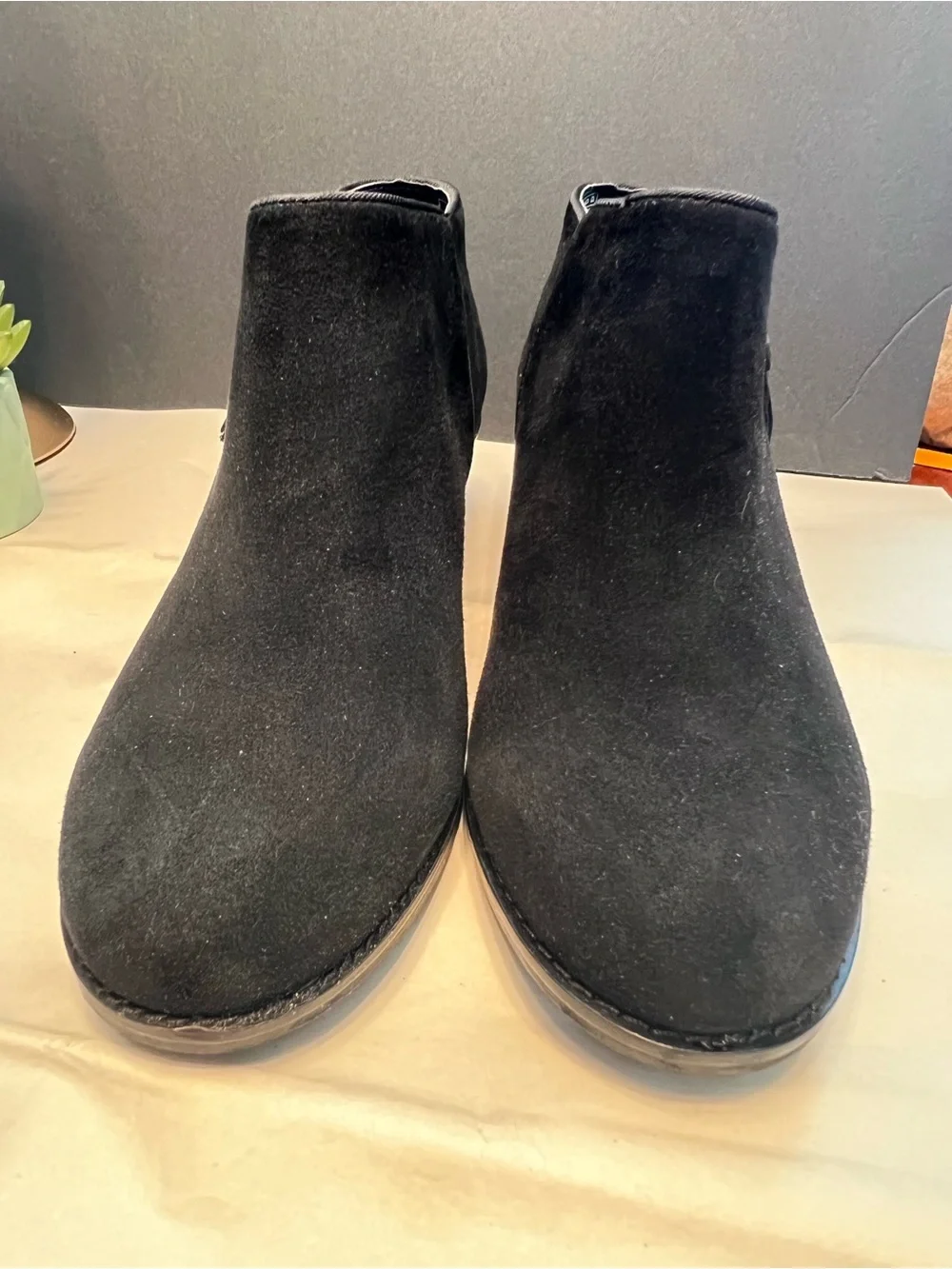 Vionic Black Suede Ankle Booties with Tassel Zip